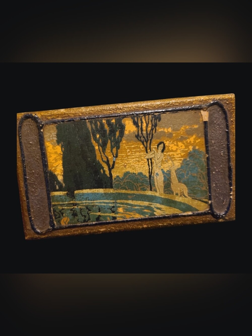 RARE 1920s Art Deco Maxfield Parrish LOVE'S Echo Trinket BOX- Donald F. Duncan